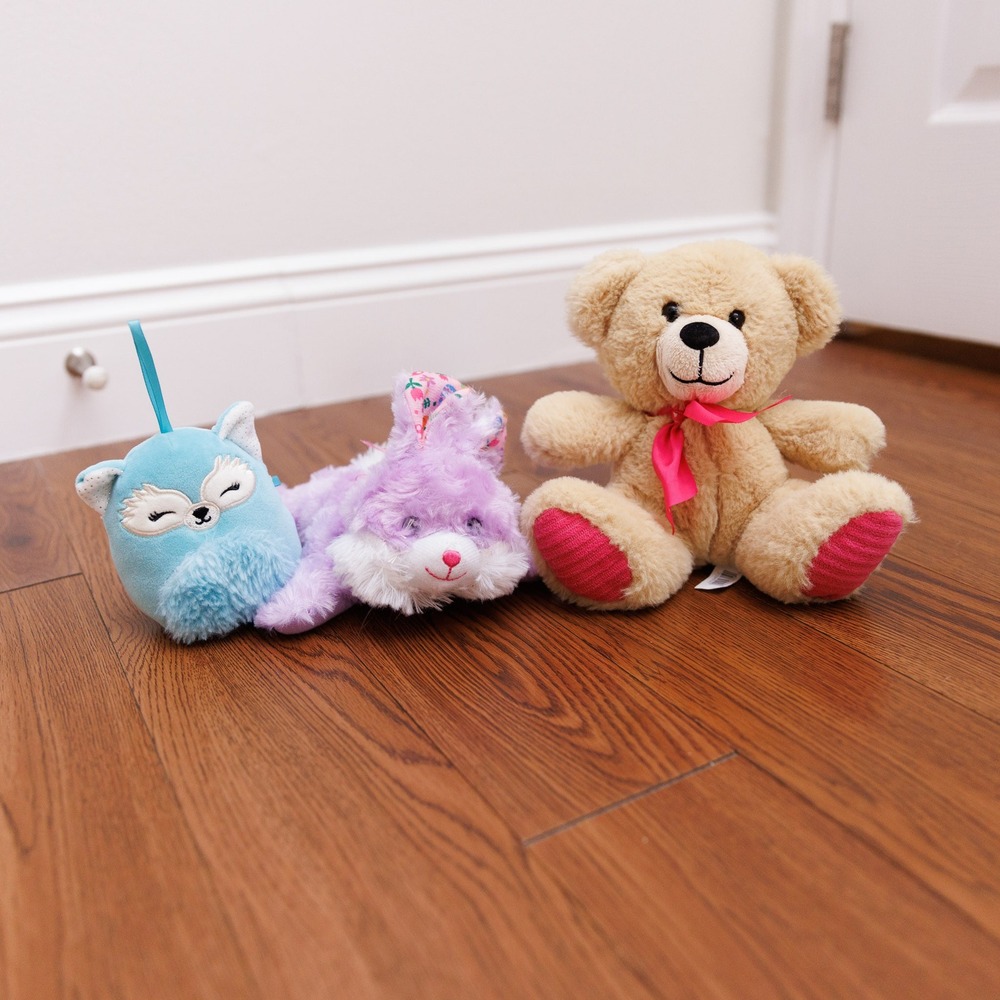 Squishmallow Blue Fox Purple Bunny Tan Teddy Bear Plush Toy Bundle Lot of 3